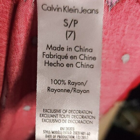 Calvin Klein Jeans Red Strappy A Line Lip Print Dress 7 - Picture 6 of 7